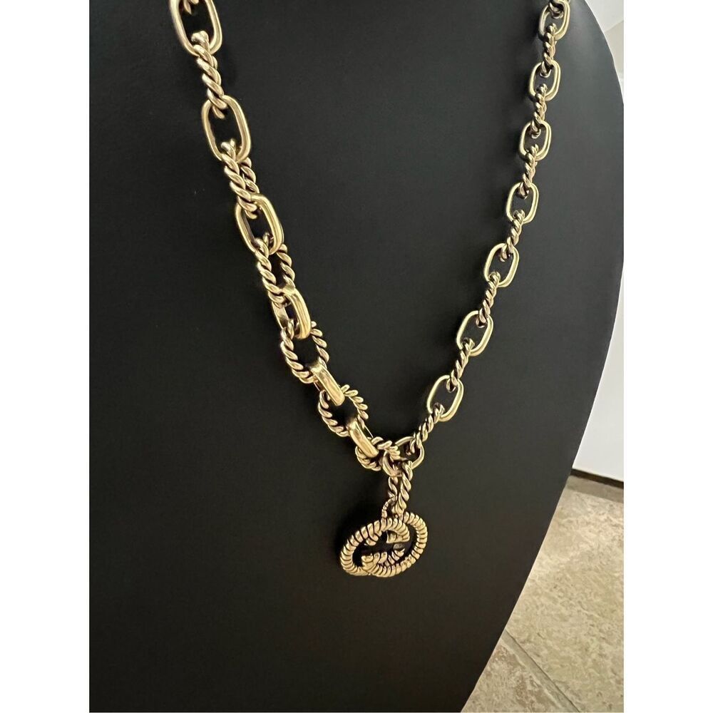 Gucci Gold-Tone Rope Chain Necklace with GG Pendant - Picture 6 of 8